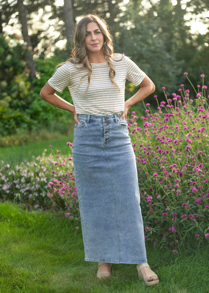 Jessa A-line Denim Maxi Skirt FF Skirts XS