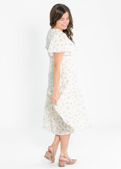 Jessa Tea Party Pink V-neck Midi Dress FF Dresses