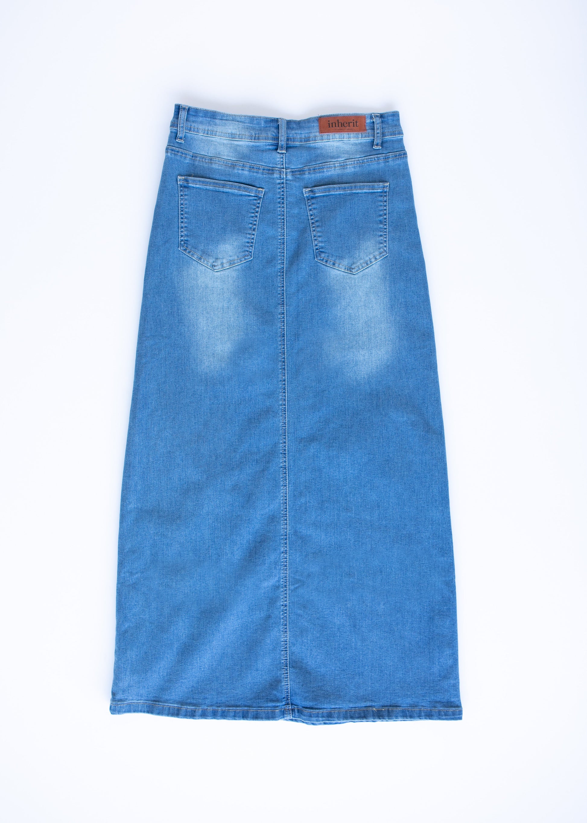 Jessa Vintage Wash Button Front Long Denim Skirt - FINAL SALE IC Skirts
