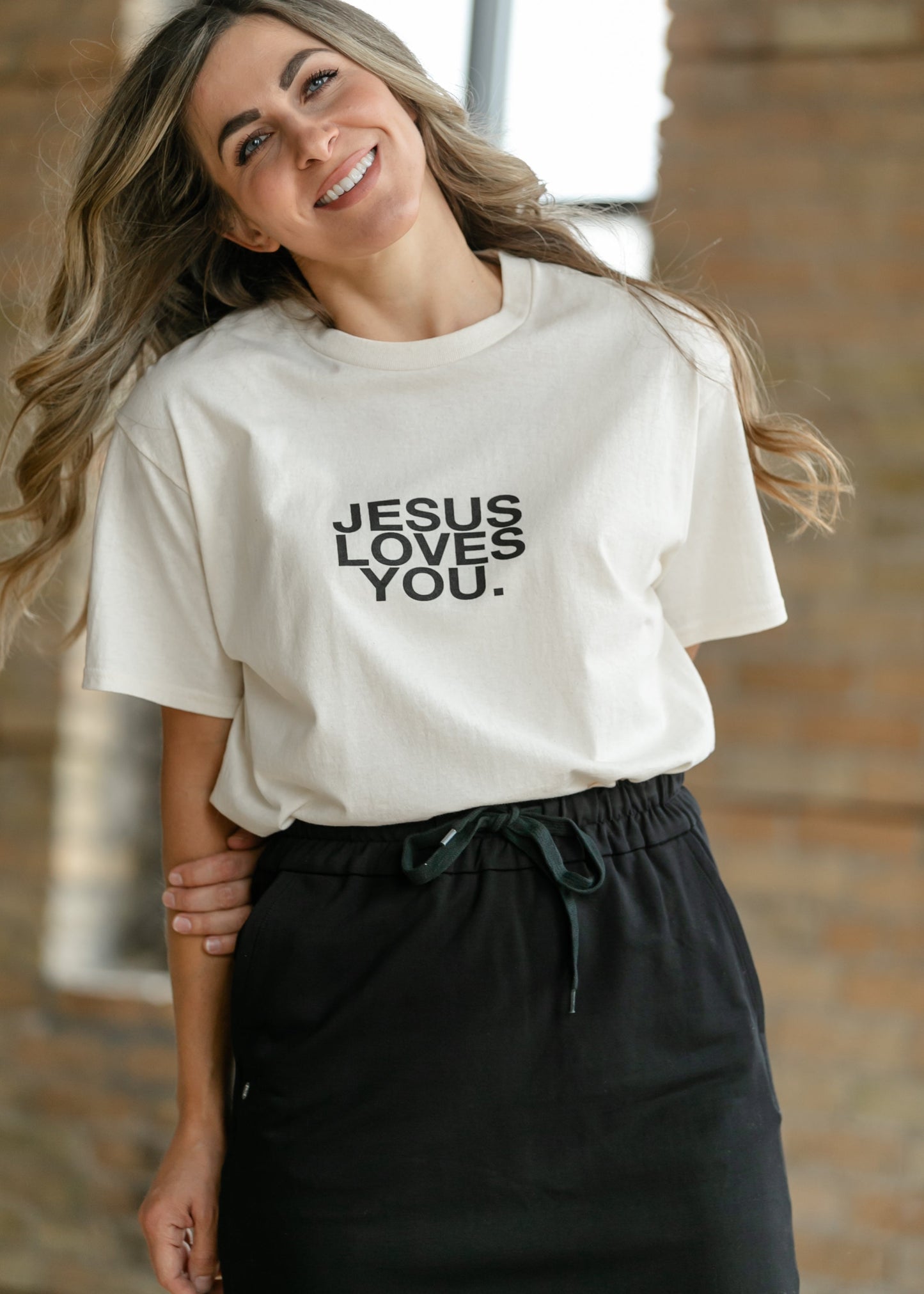 Jesus Loves You Graphic Short Sleeve Top FF Tops