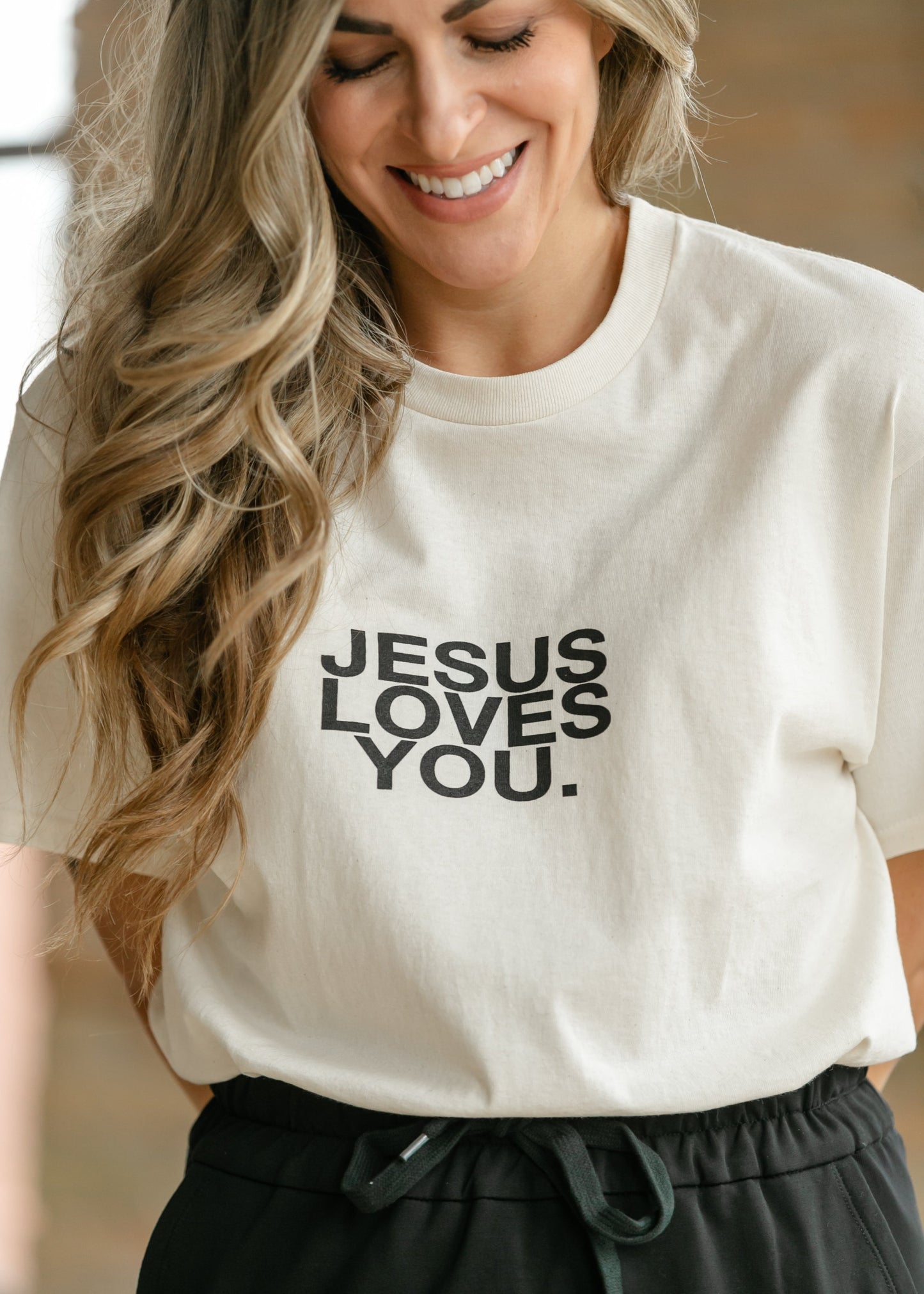 Jesus Loves You Graphic Short Sleeve Top FF Tops