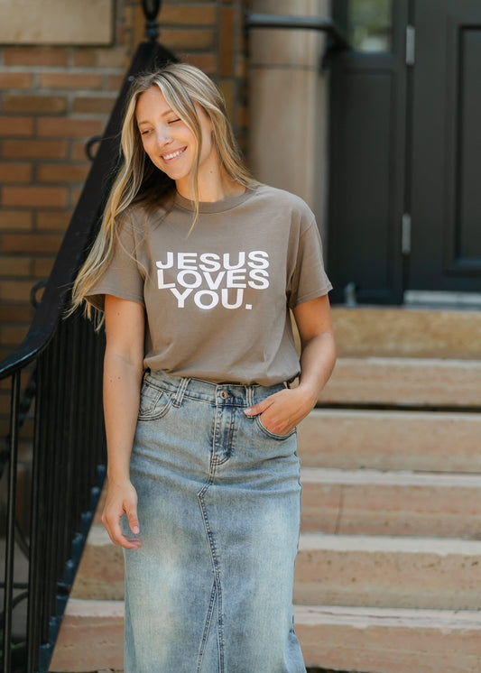 Jesus Loves You Graphic T-shirt FF Tops