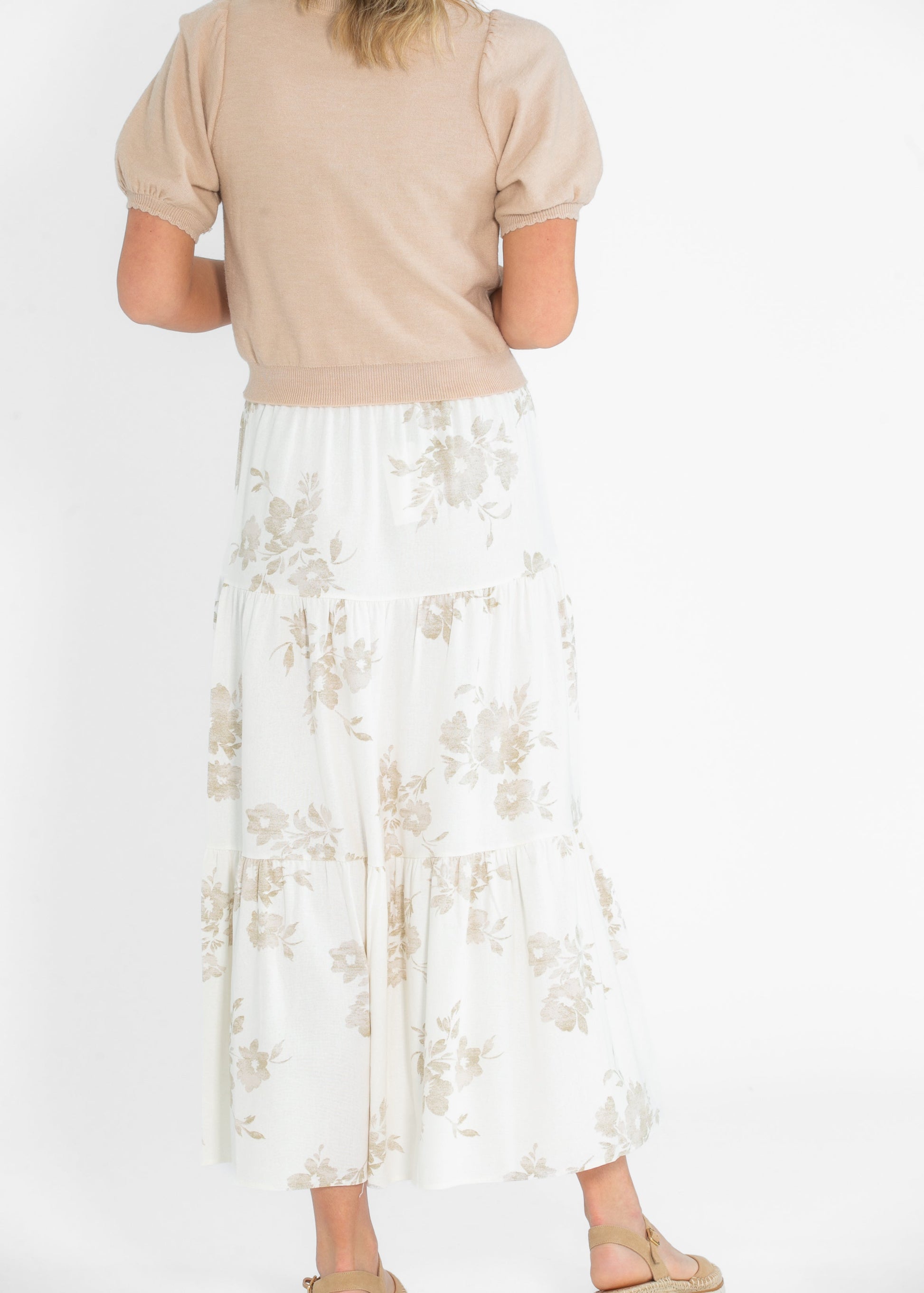 Jill Floral Stretch Waist Floral Tiered Maxi Skirt IC Skirts