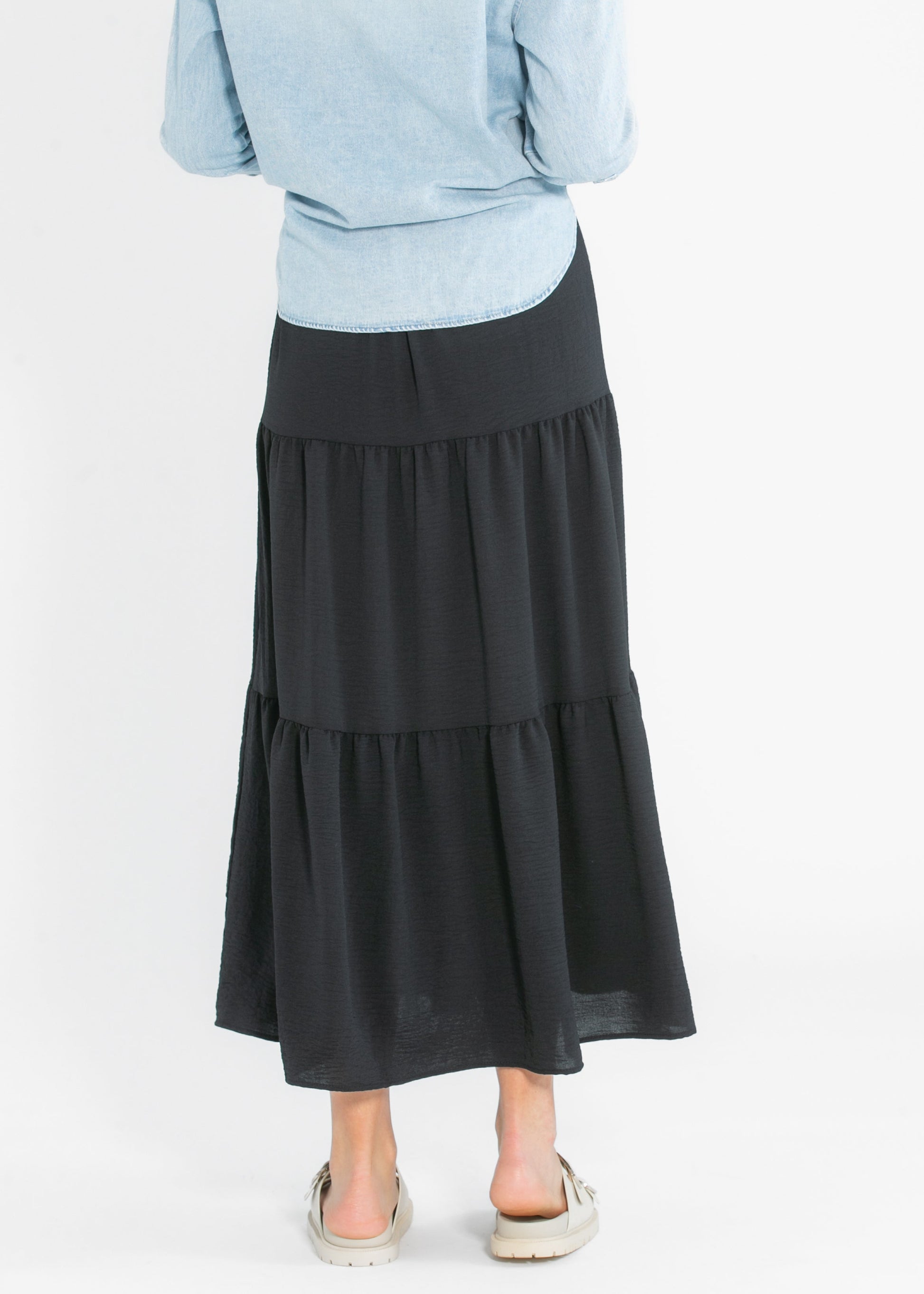 Jill Stretch Waist Tiered Maxi Skirt IC Skirts