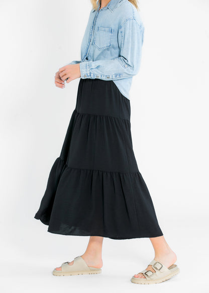 Jill Stretch Waist Tiered Maxi Skirt IC Skirts