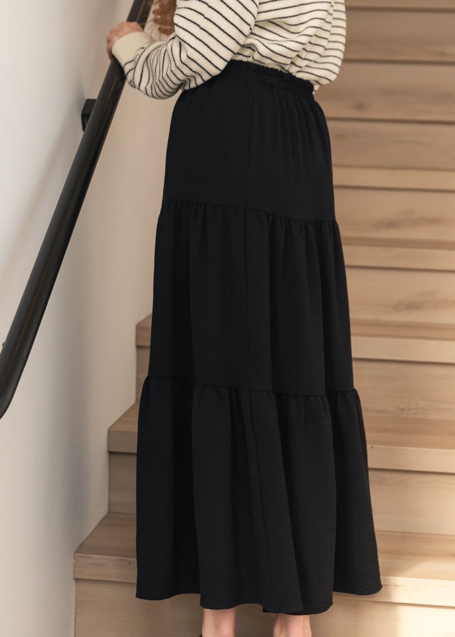 Jill Stretch Waist Tiered Maxi Skirt IC Skirts
