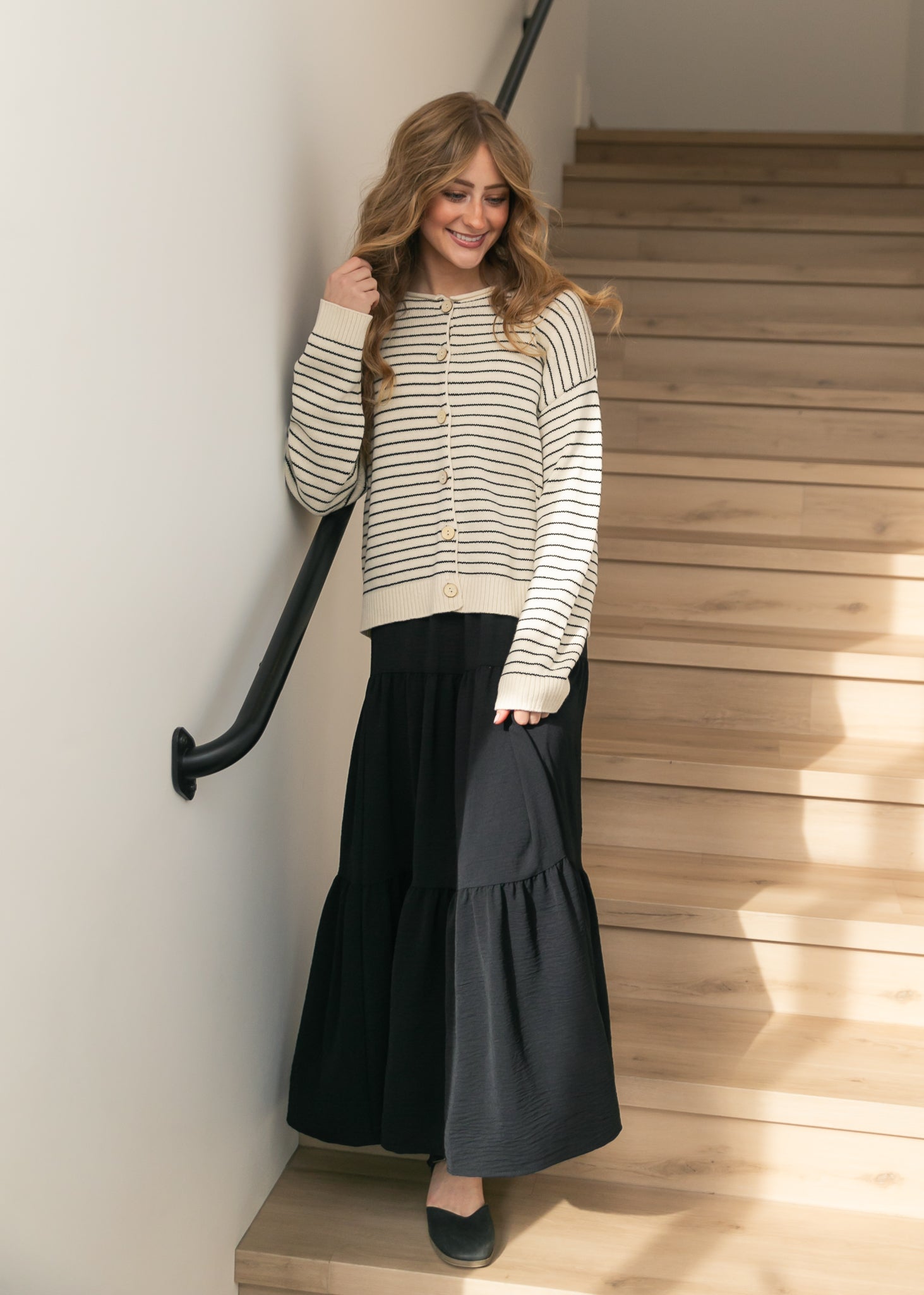 Jill Stretch Waist Tiered Maxi Skirt IC Skirts