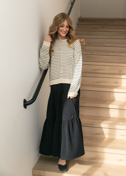 Jill Stretch Waist Tiered Maxi Skirt IC Skirts