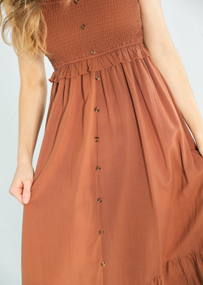 Jones Ruffle Detail Smocked Maxi Dress FF Dresses