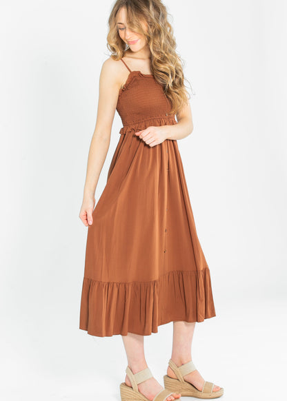 Jones Ruffle Detail Smocked Maxi Dress FF Dresses