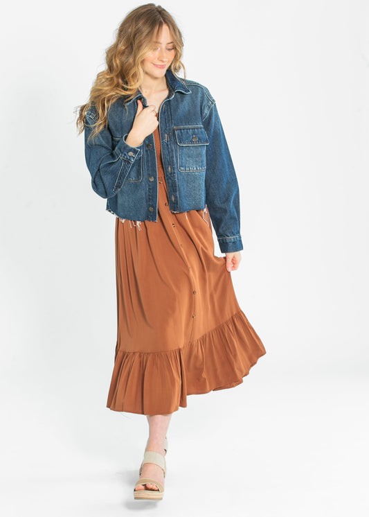 Jones Ruffle Detail Smocked Maxi Dress FF Dresses