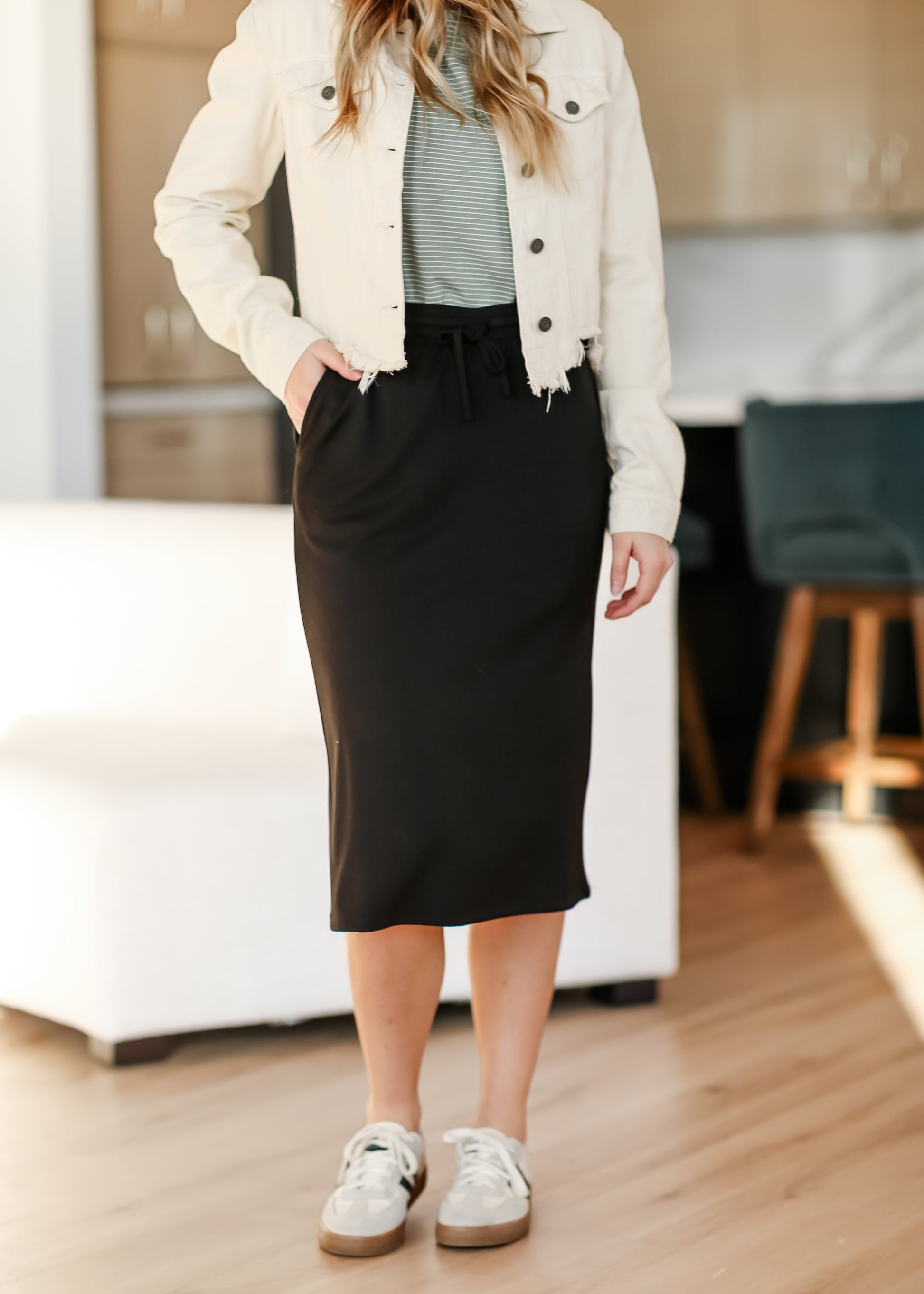 Jordan Black Knit Midi Skirt IC Skirts