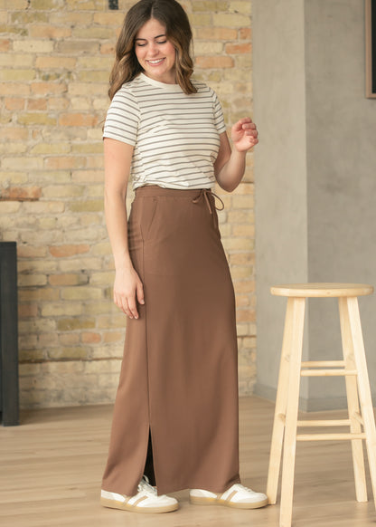 Jordan Chocolate Brown Knit Maxi Skirt IC Skirts