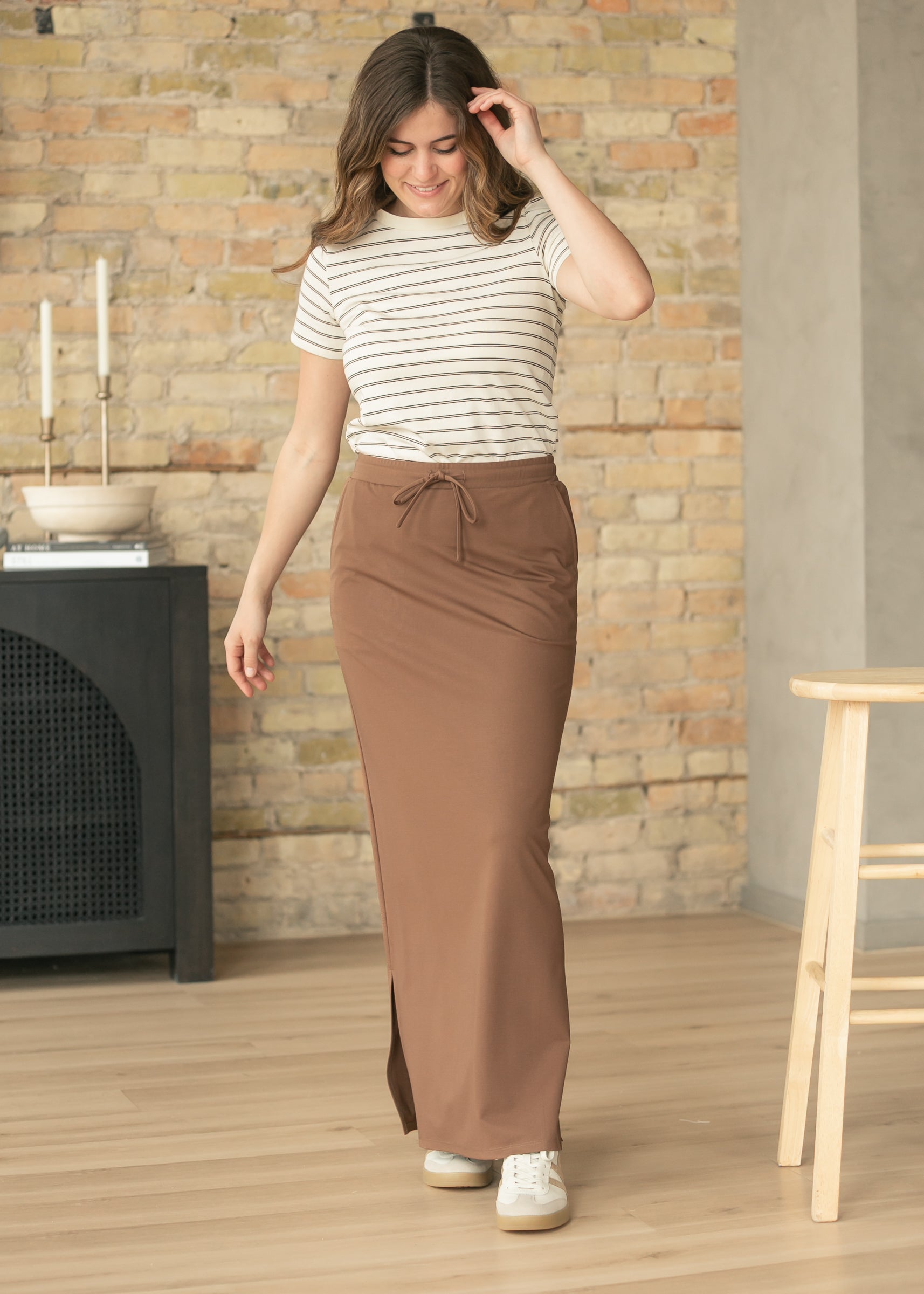 Jordan Chocolate Brown Knit Maxi Skirt IC Skirts