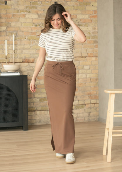 Jordan Chocolate Brown Knit Maxi Skirt IC Skirts