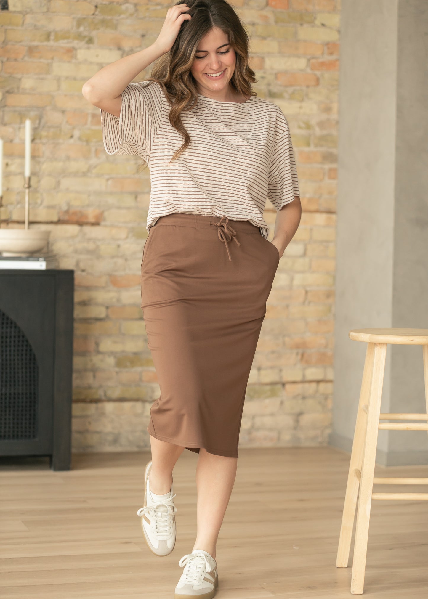 Jordan Chocolate Brown Midi Skirt IC Skirts