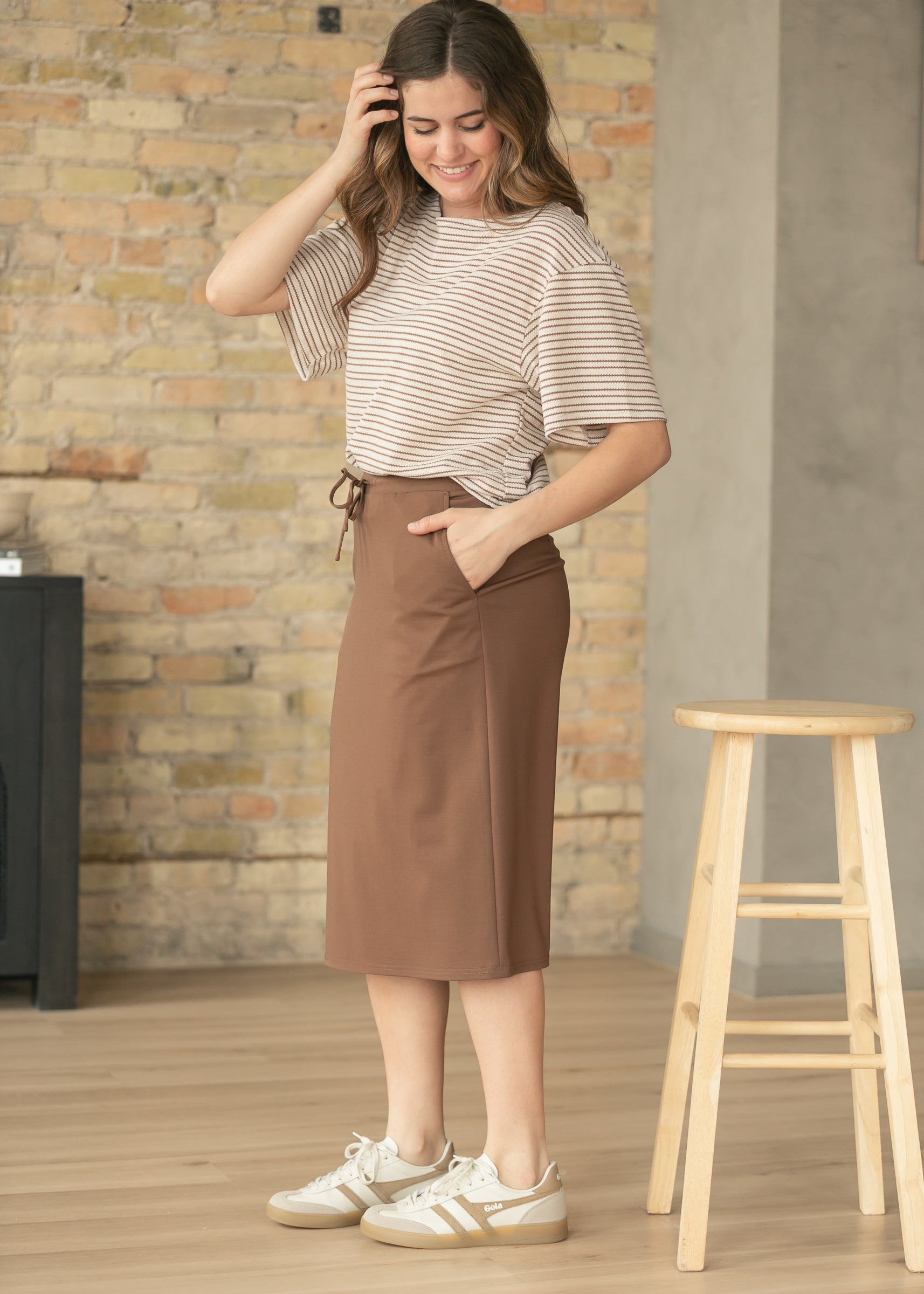 Jordan Chocolate Brown Midi Skirt IC Skirts