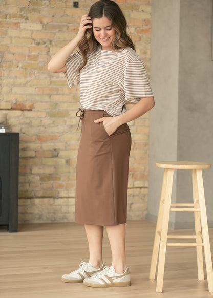 Jordan Chocolate Brown Midi Skirt IC Skirts