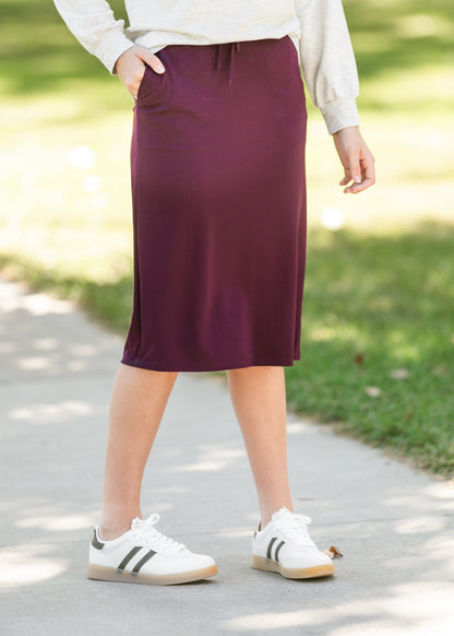 Jordan Eggplant Knit Midi Skirt IC Skirts