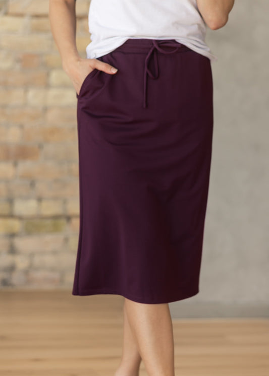 Jordan Eggplant Knit Midi Skirt IC Skirts