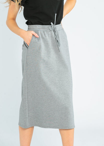 Jordan Gray Pinstripe Knit Midi Skirt IC Skirts