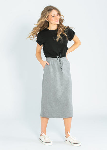 Jordan Gray Pinstripe Knit Midi Skirt IC Skirts