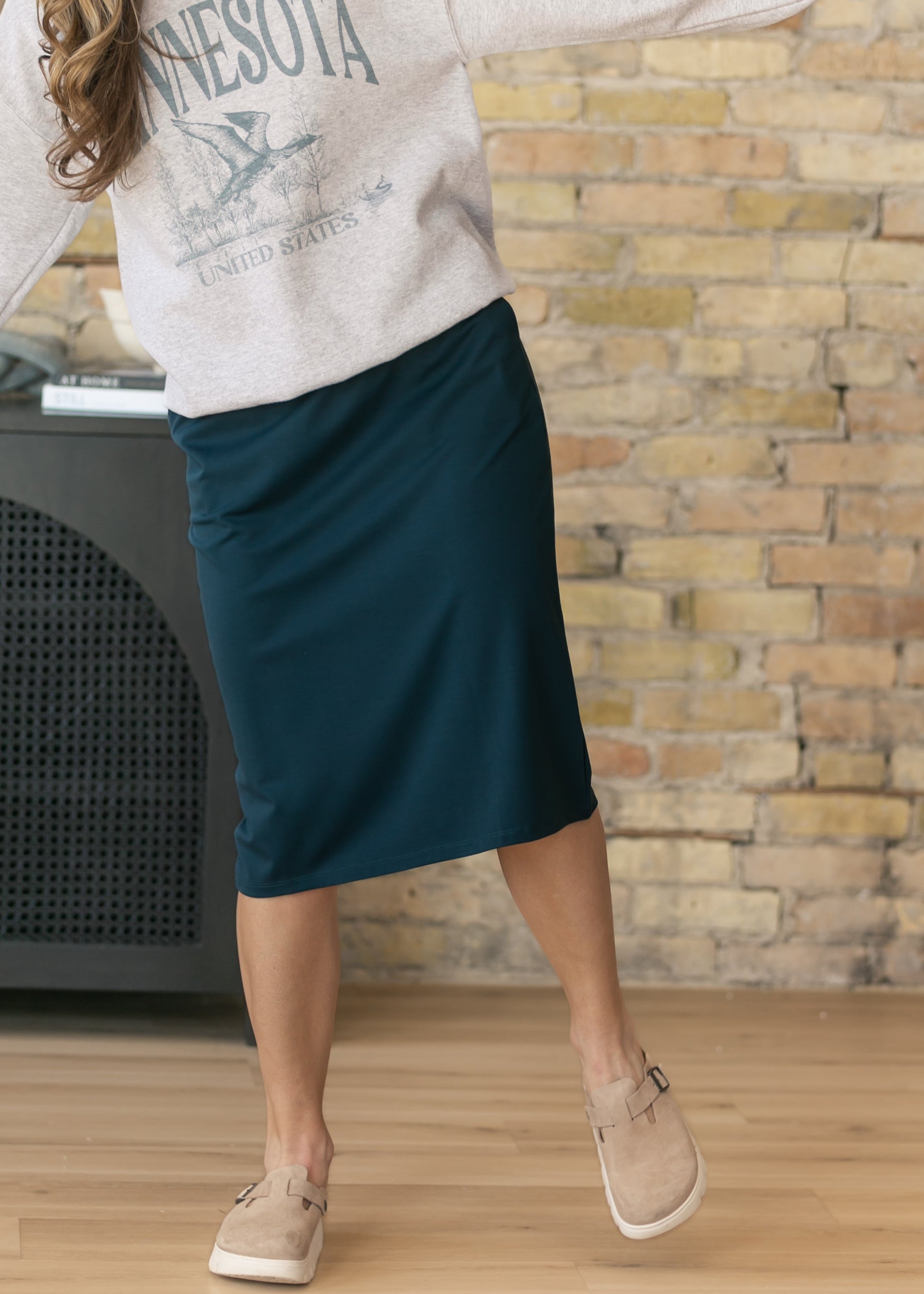Jordan Teal Knit Midi Skirt IC Skirts
