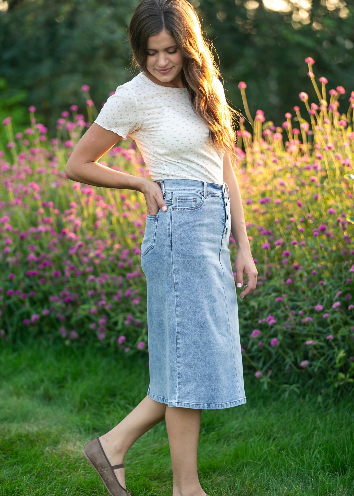 Josie A-line Denim Midi Skirt IC Skirts