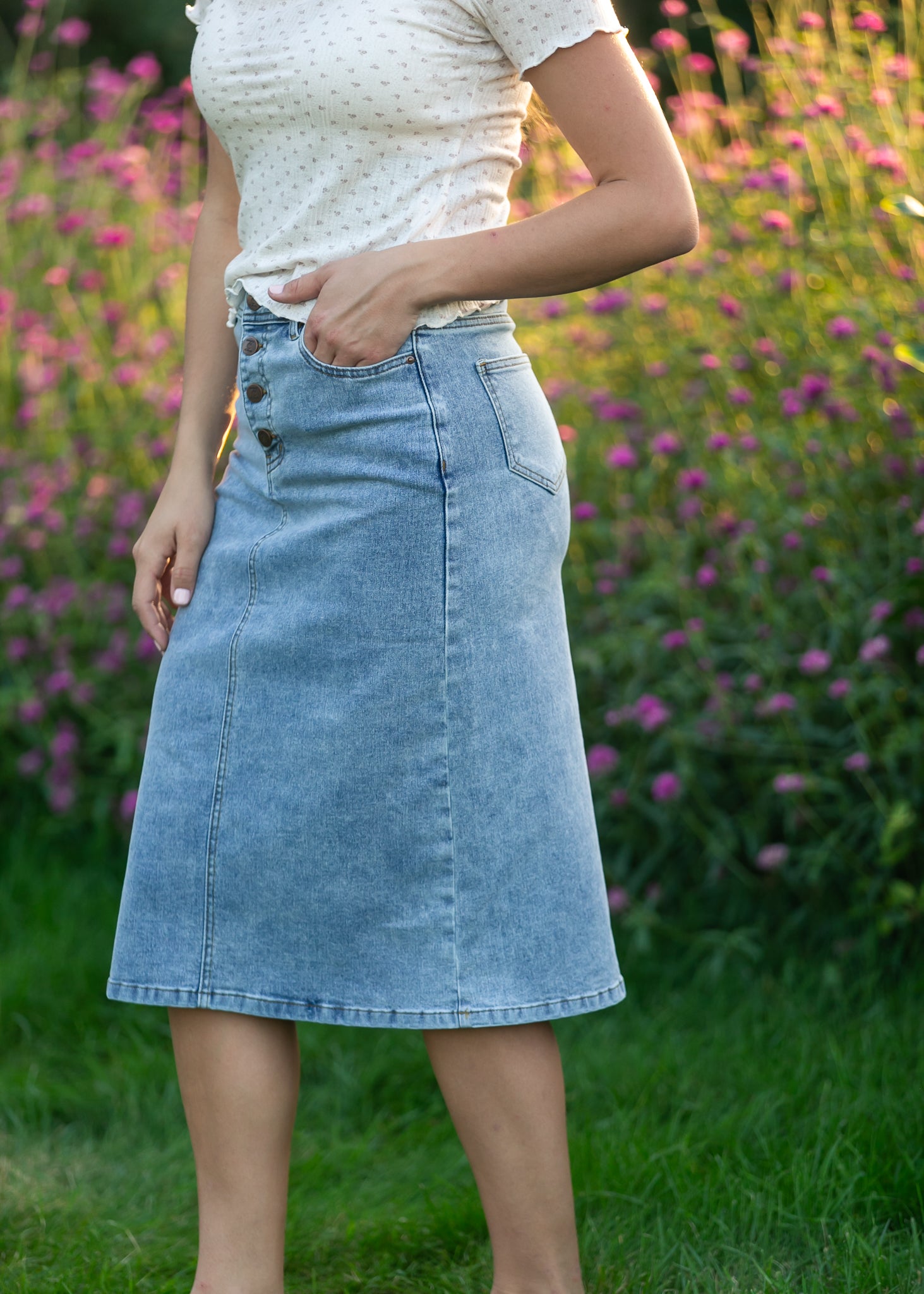 Josie A-line Denim Midi Skirt IC Skirts