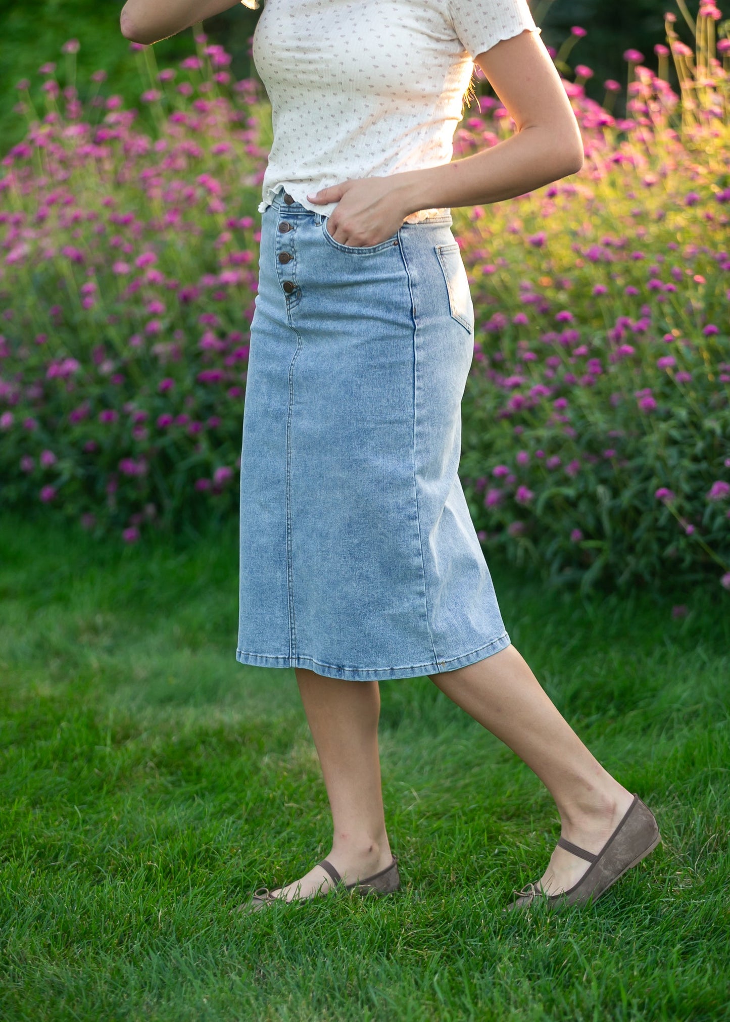 Josie A-line Denim Midi Skirt IC Skirts