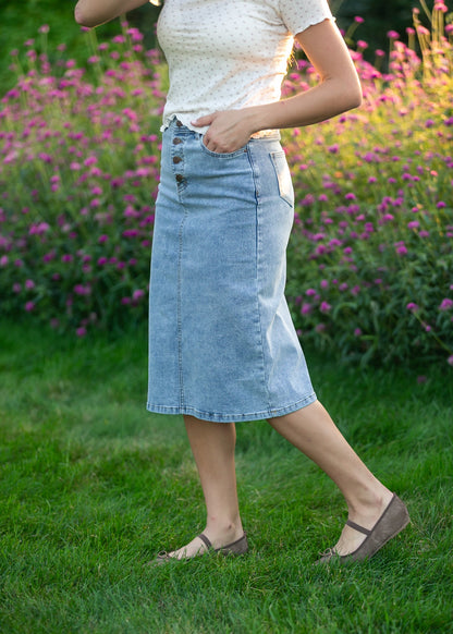 Josie A-line Denim Midi Skirt IC Skirts