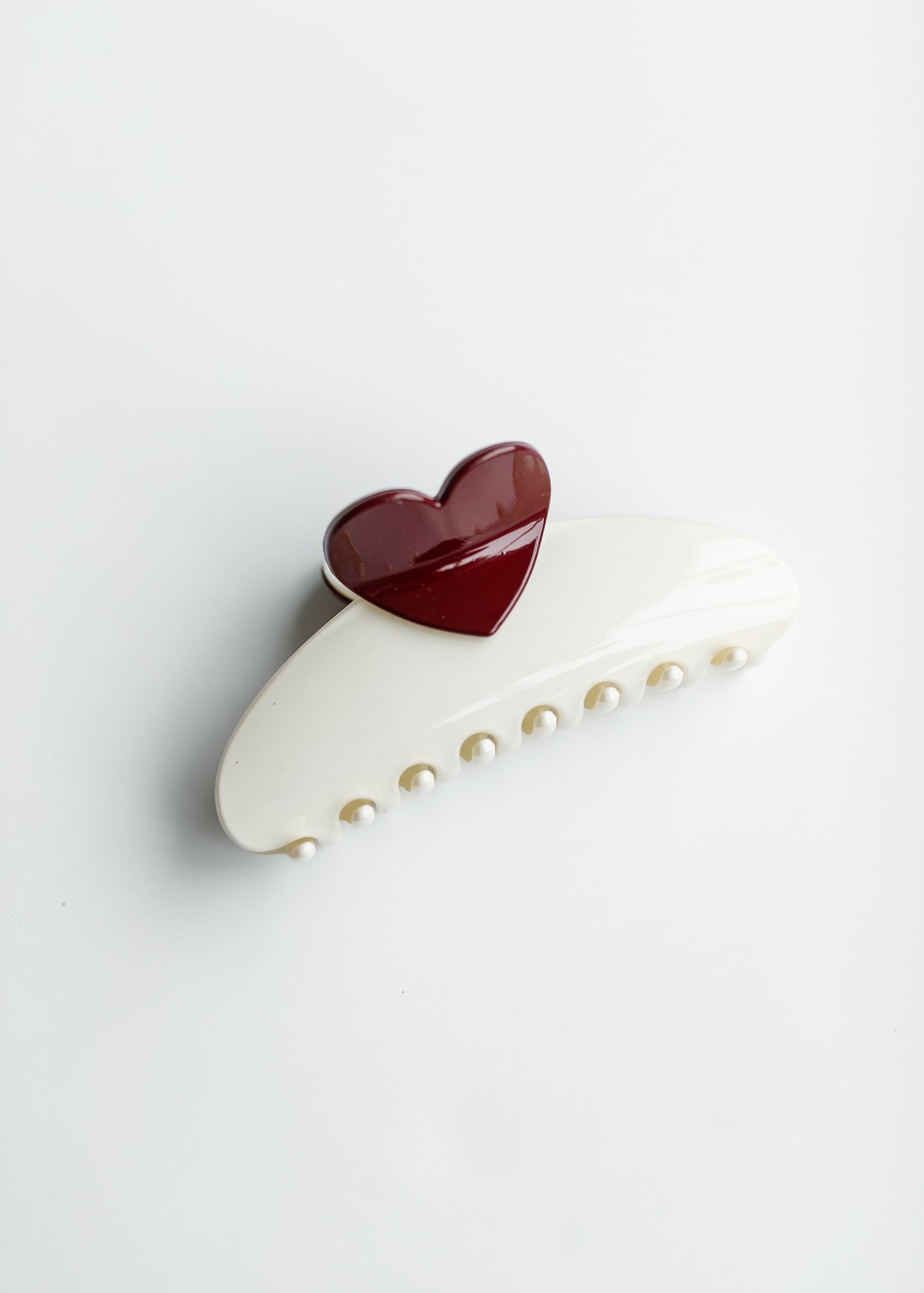 Jumbo Size Heart Hair Claw Clip Accessories White