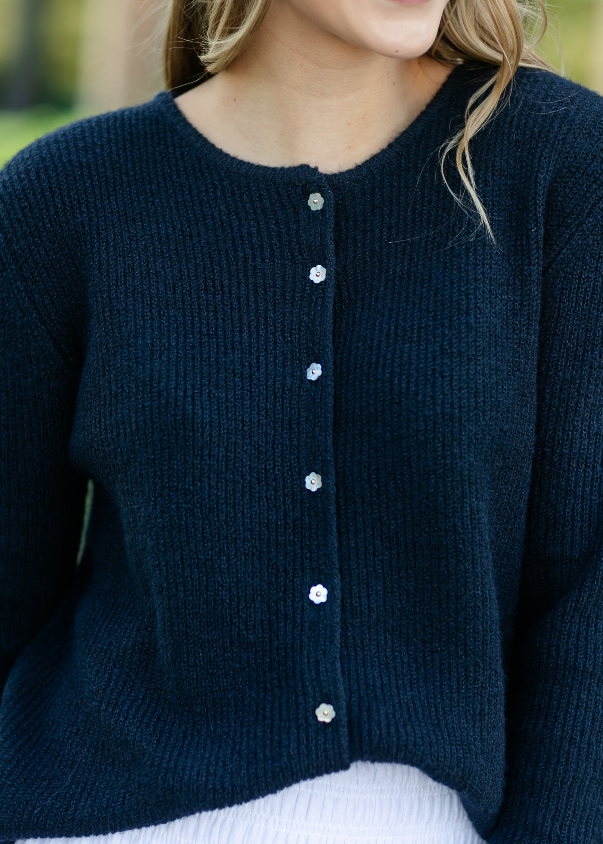 Kasey Flower Button Cardigan FF Tops