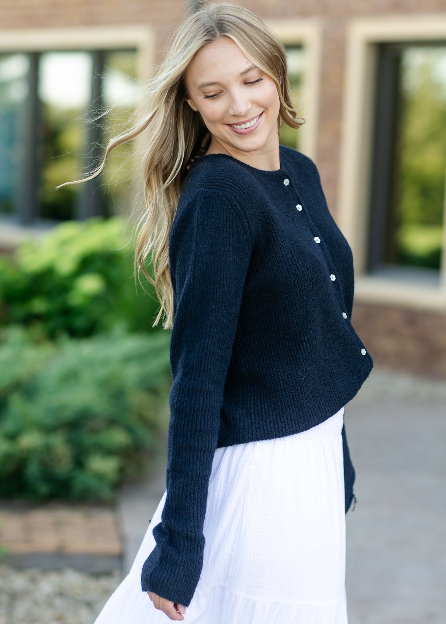 Kasey Flower Button Cardigan FF Tops