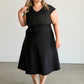 Kate Cap Sleeve Black Midi Dress Dresses
