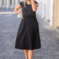 Kate Cap Sleeve Black Midi Dress IC Dresses