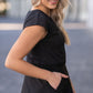 Kate Cap Sleeve Black Midi Dress IC Dresses
