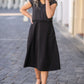 Kate Cap Sleeve Black Midi Dress IC Dresses