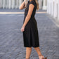 Kate Cap Sleeve Black Midi Dress IC Dresses