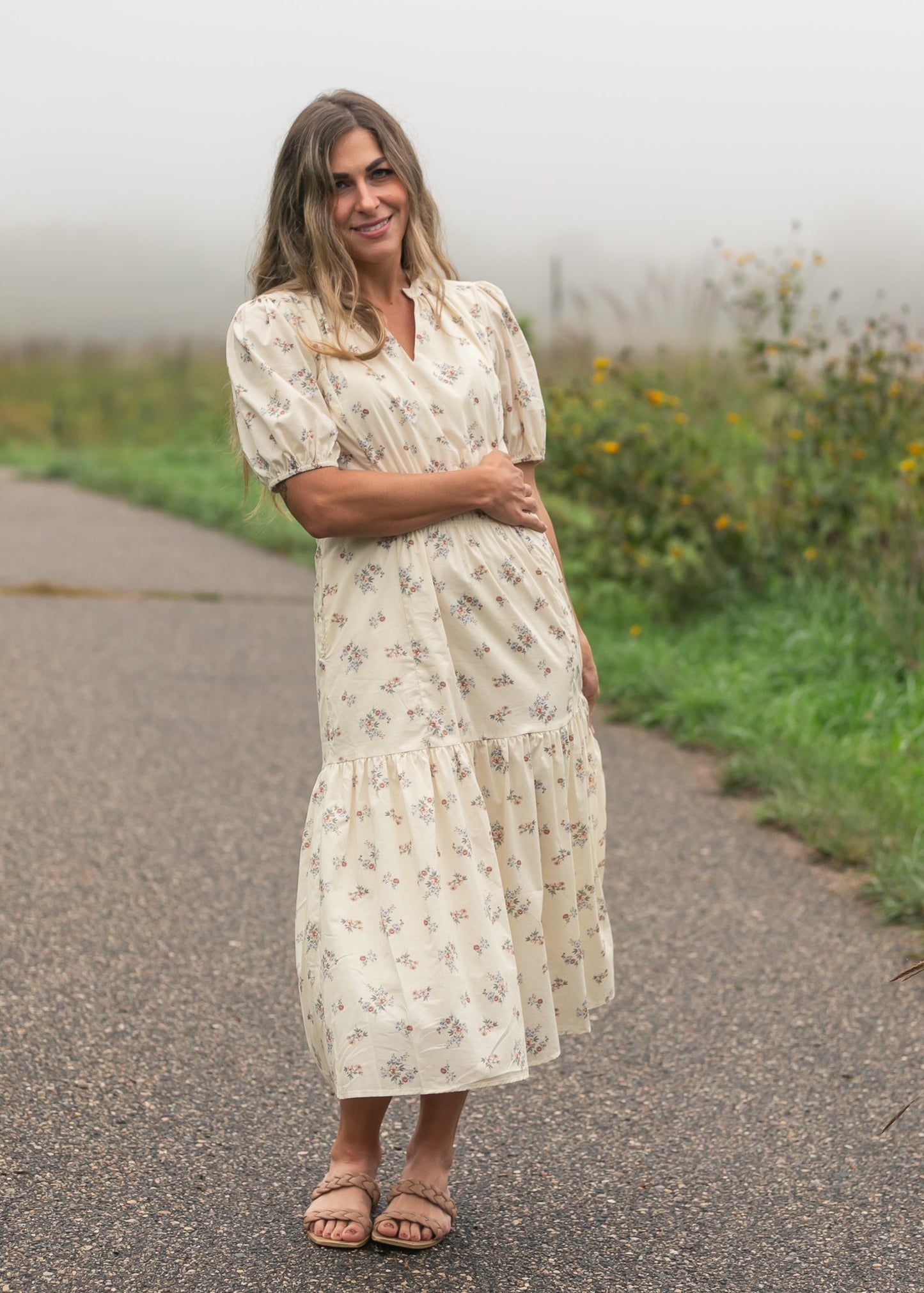 Katrina Half Sleeve Floral Midi Dress IC Dresses