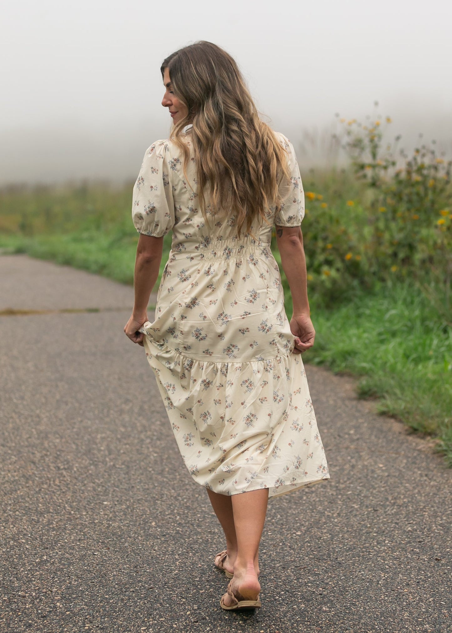 Katrina Half Sleeve Floral Midi Dress IC Dresses