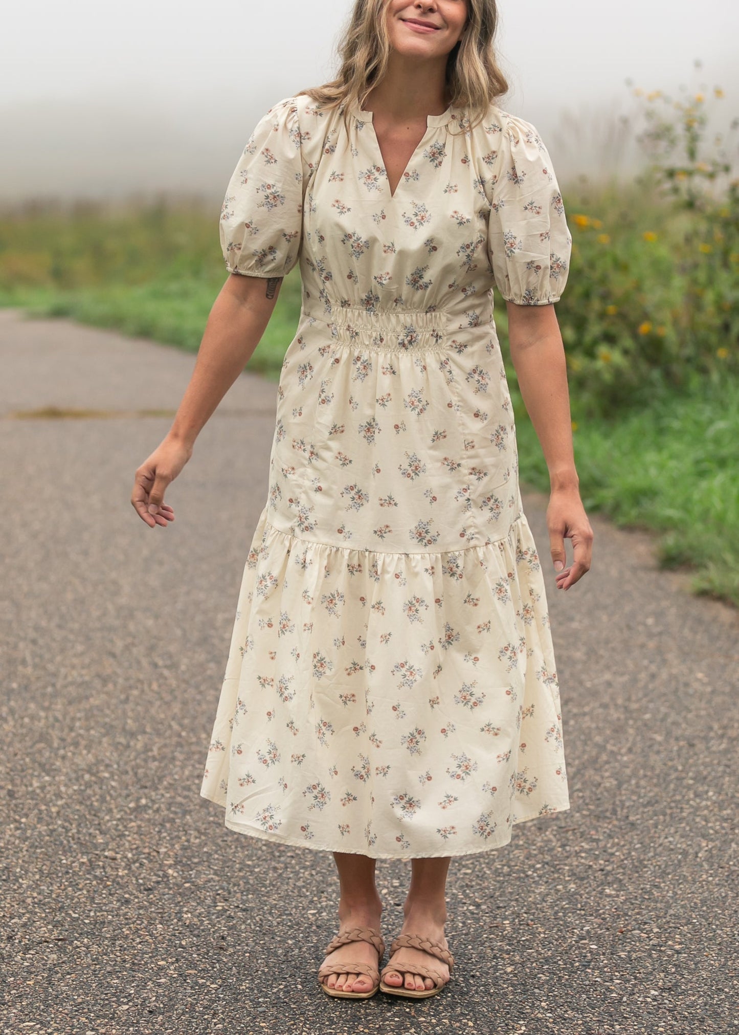 Katrina Half Sleeve Floral Midi Dress IC Dresses