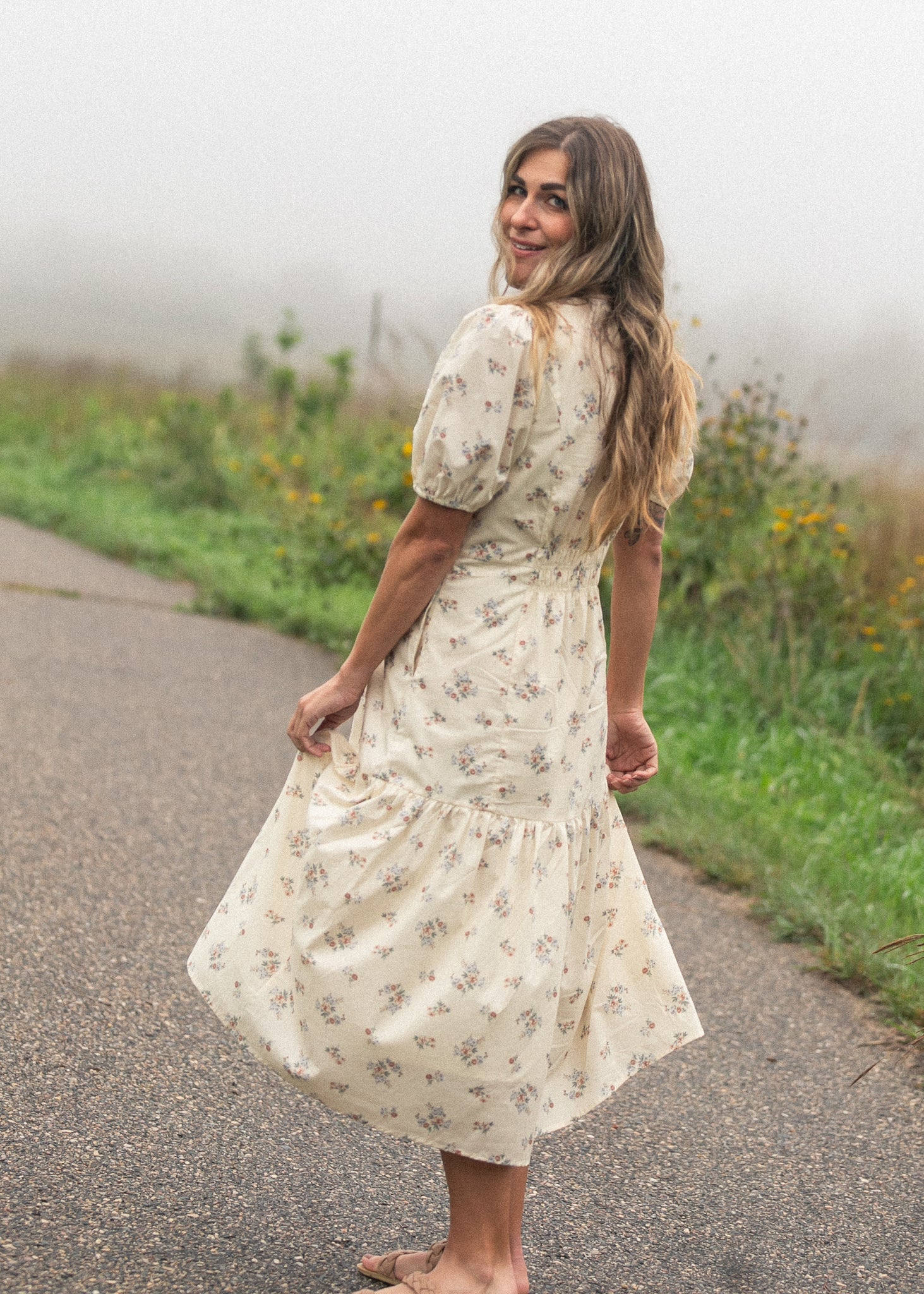 Katrina Half Sleeve Floral Midi Dress IC Dresses