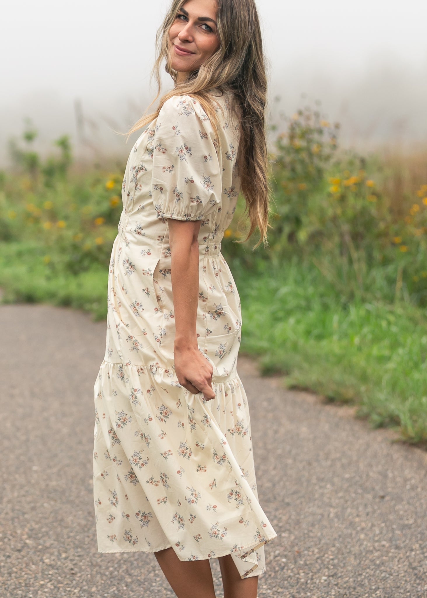 Katrina Half Sleeve Floral Midi Dress IC Dresses