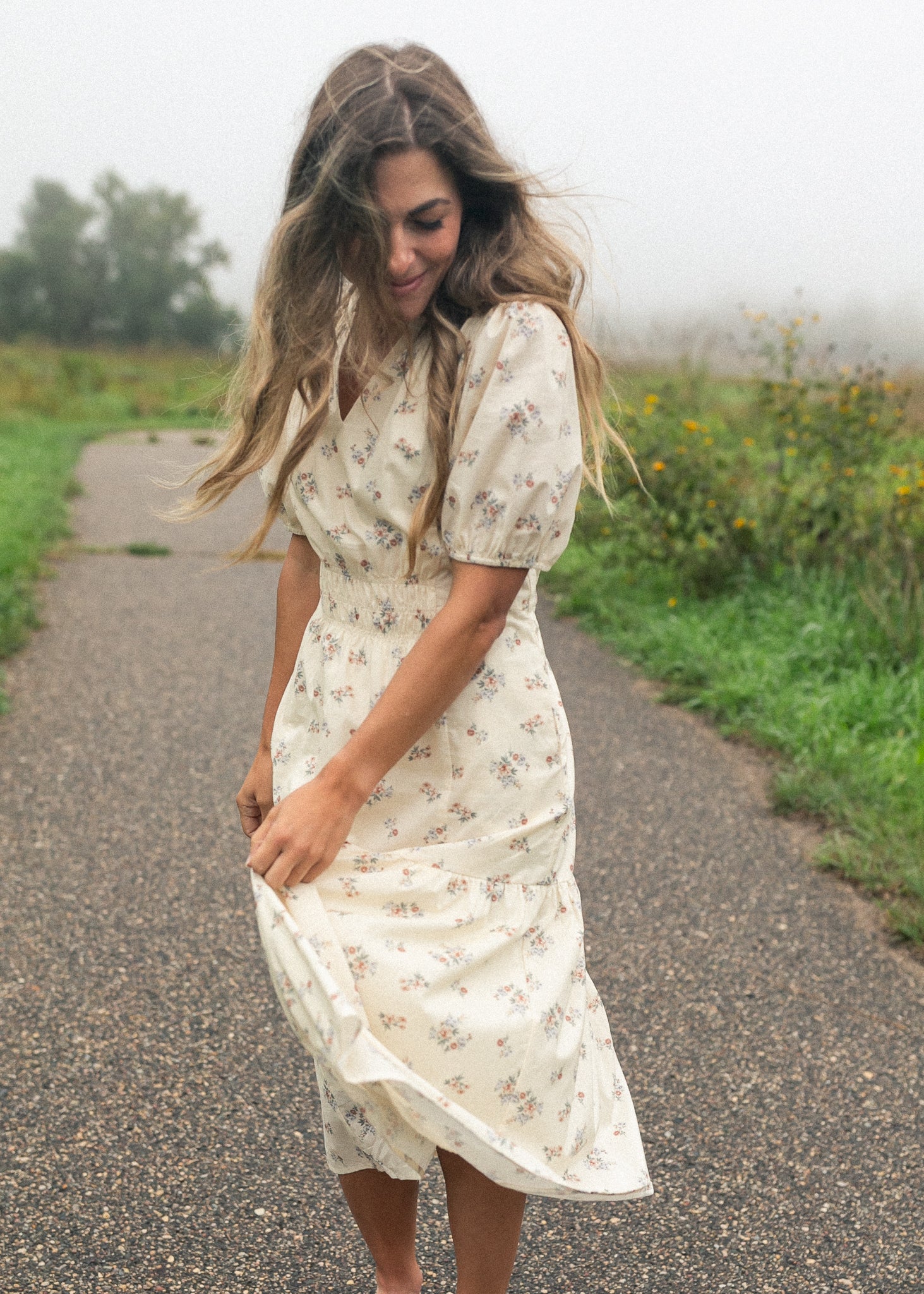 Katrina Half Sleeve Floral Midi Dress IC Dresses