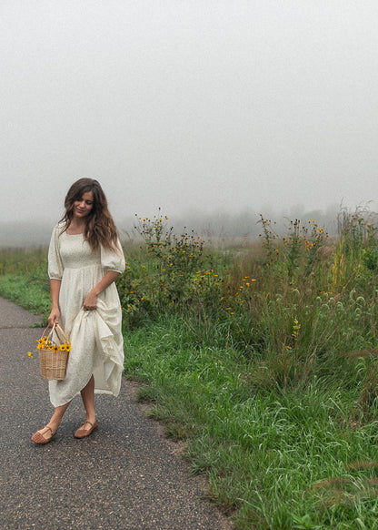 Kayleen Ivory Floral Smocked Bodice Maxi Dress IC Dresses