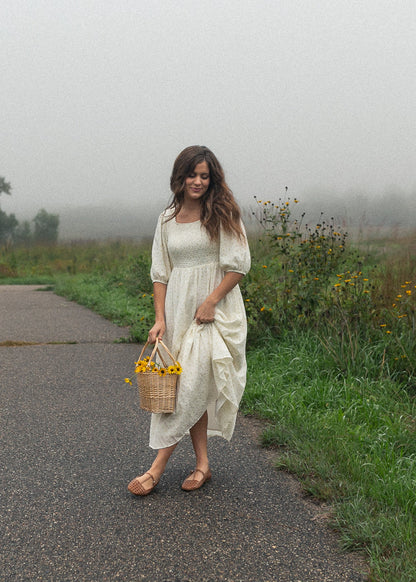 Kayleen Ivory Floral Smocked Bodice Maxi Dress IC Dresses