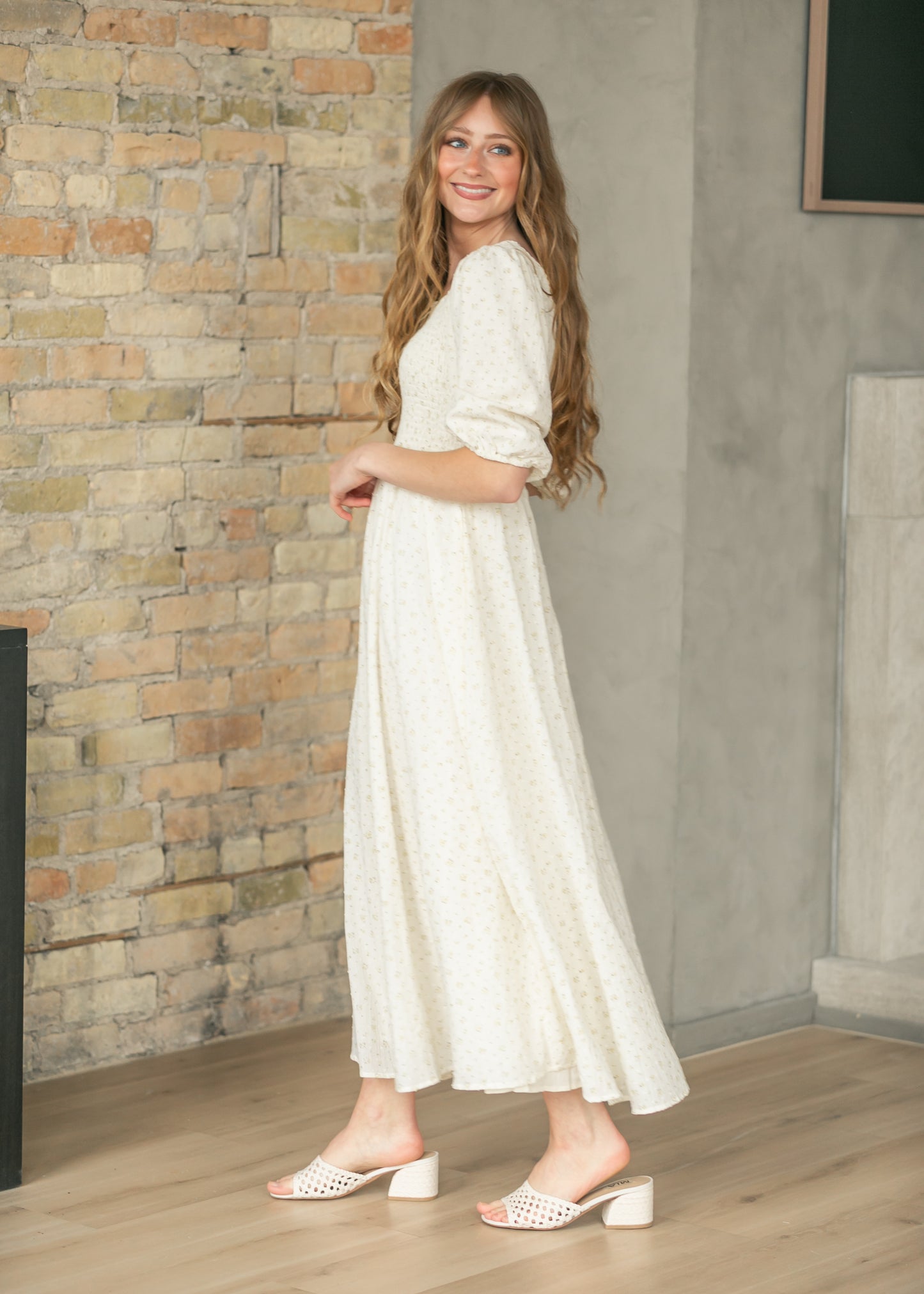Kayleen Ivory Floral Smocked Bodice Maxi Dress IC Dresses