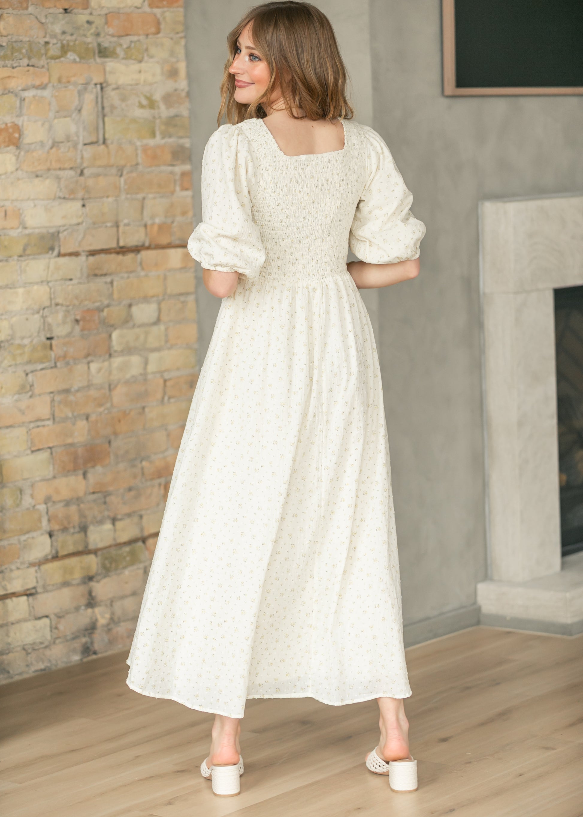 Kayleen Ivory Floral Smocked Bodice Maxi Dress IC Dresses