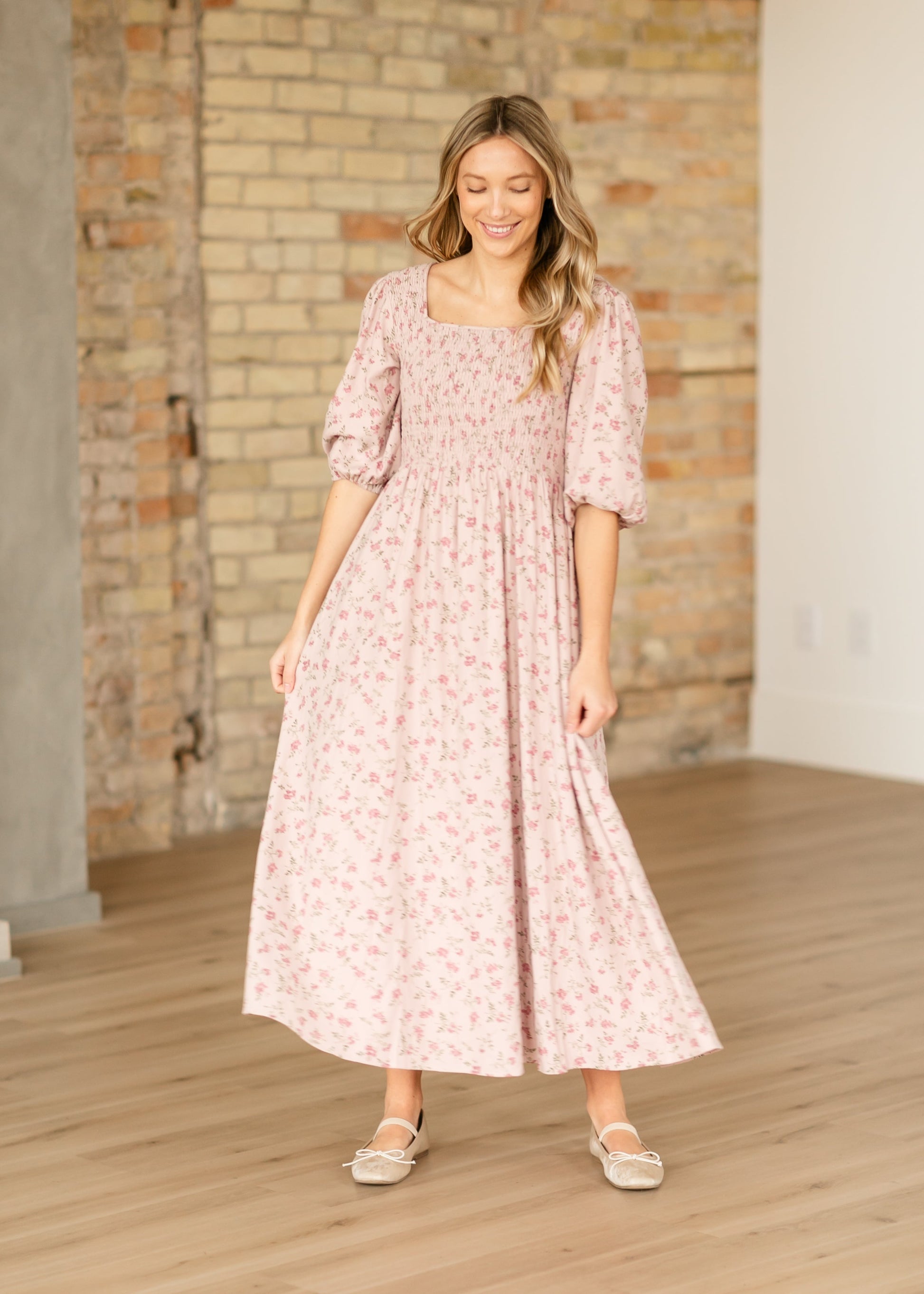 Kayleen Smocked Bodice Floral Maxi Dress IC Dresses
